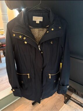 MICHAEL Michael Kors Navy Utility Jacket with Gold Hardware